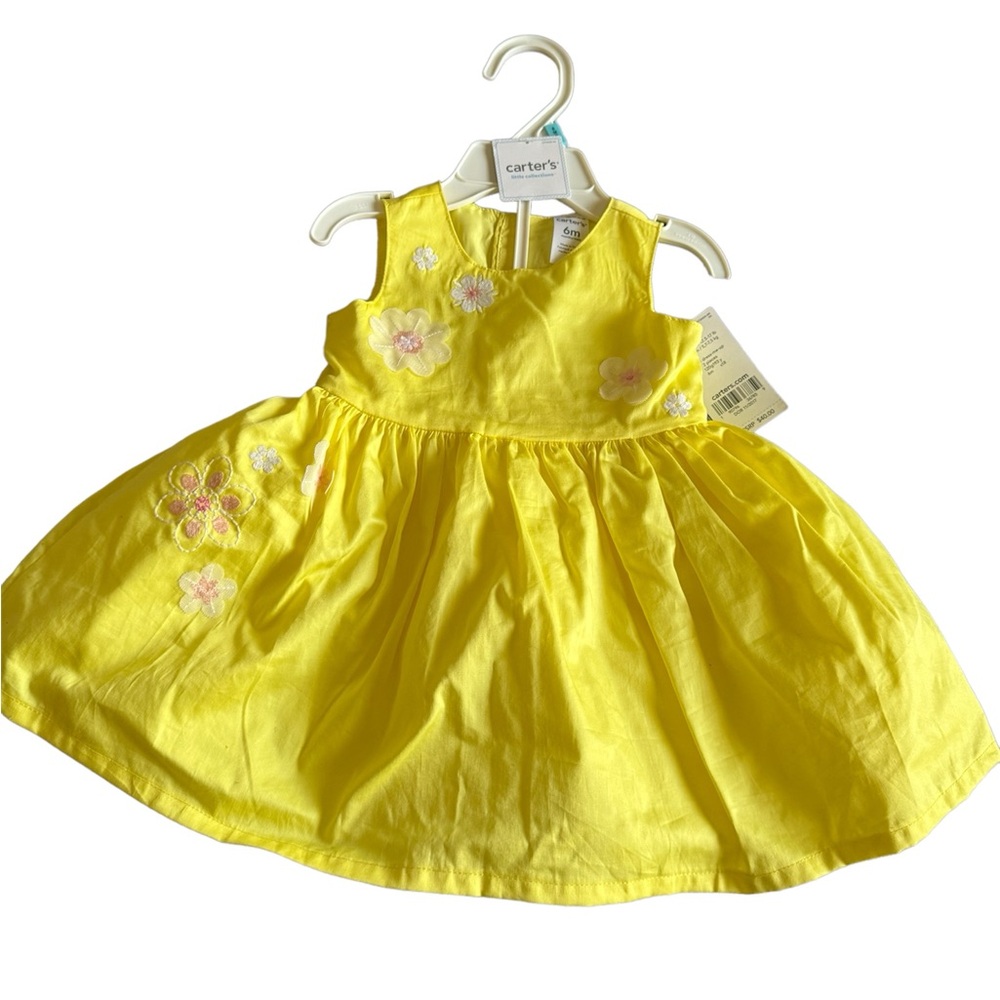 Carters baby girl yellow dress size 6m - Picture 1 of 5